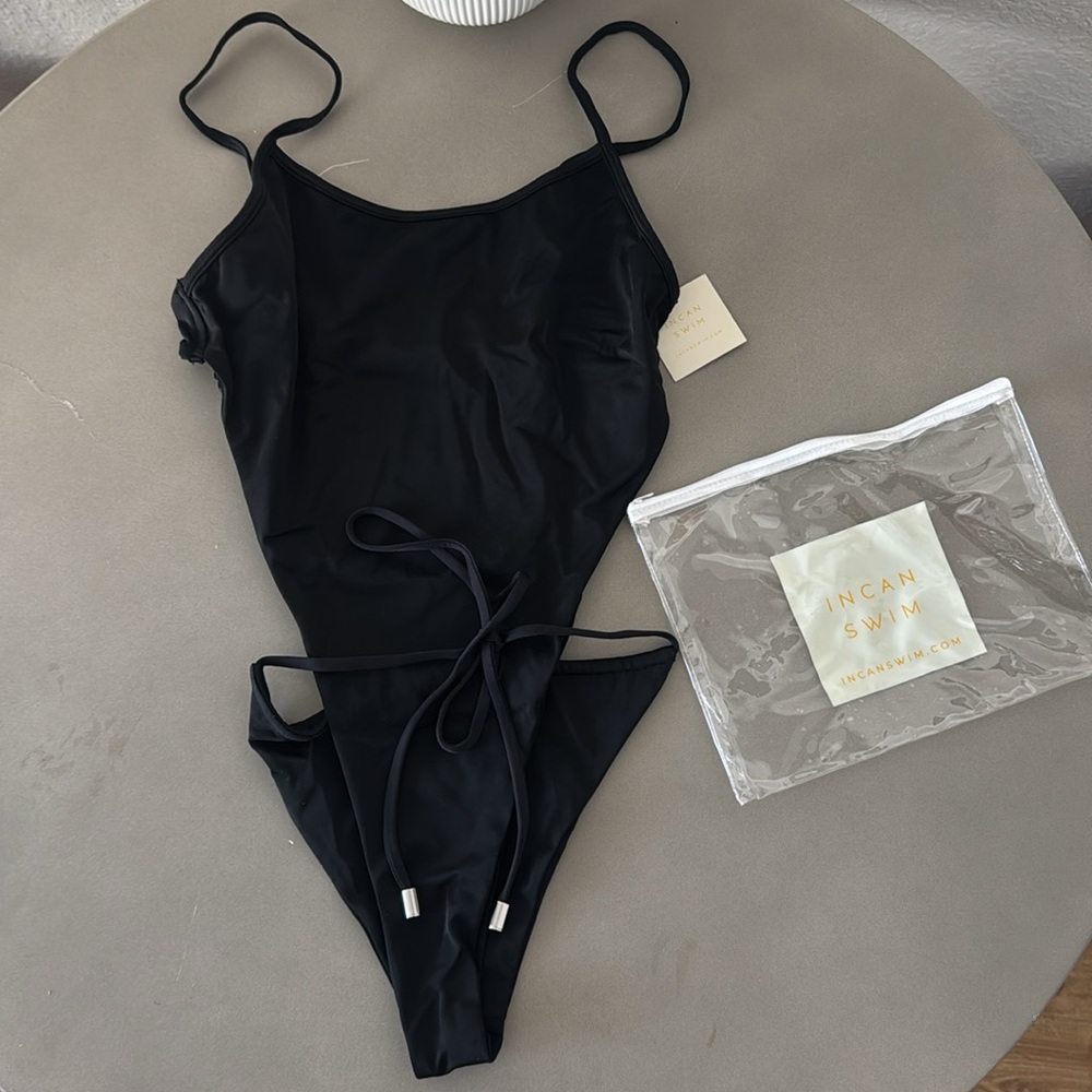 Incan Swim – Black One-Piece Swimsuit (New, Unworn, With Branded Bag
